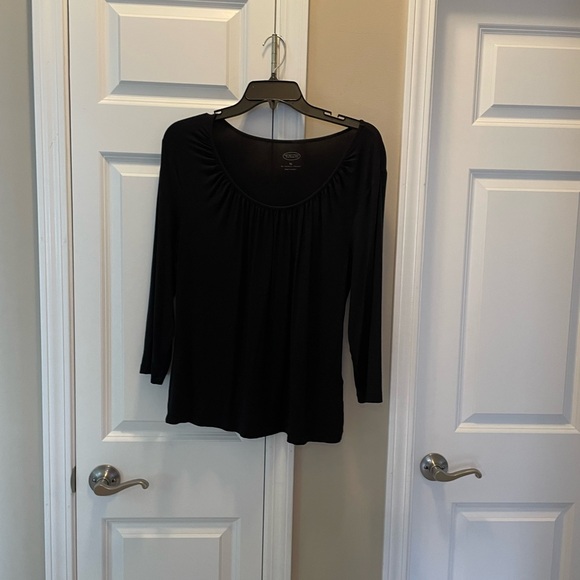Talbots black 3/4 sleeve ruched neck line - Picture 1 of 5